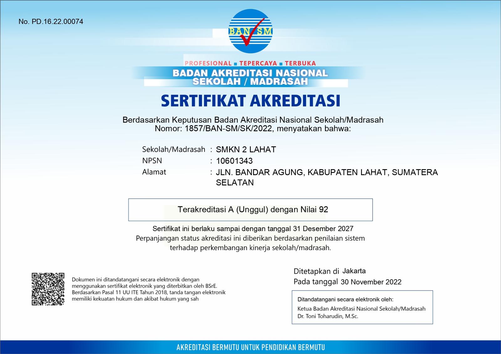 Sertifikat Akreditasi